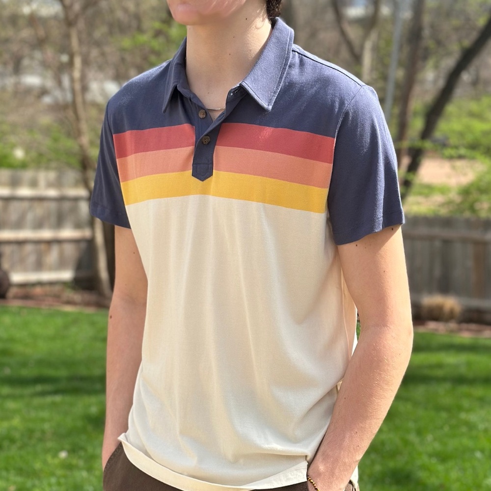 Marine Layer Ombré Striped Polo Short Men’s Medium